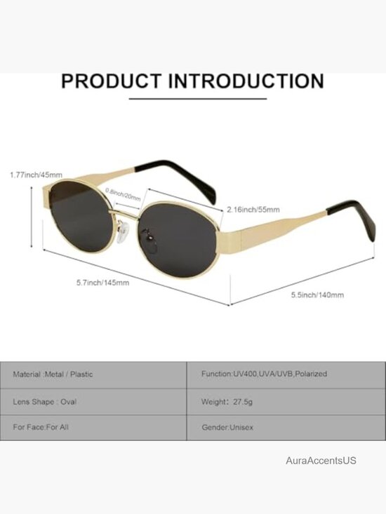 Polarized Retro Oval Sunglasses UV400 Protection 90s Metal Frame main image 5